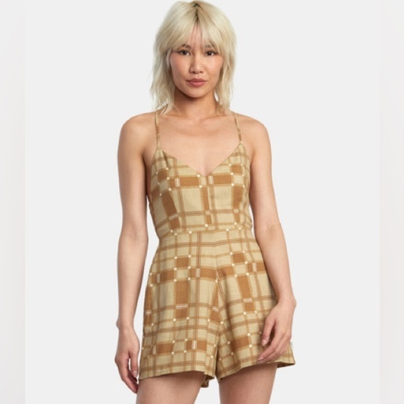 🔆RVCA🔆 SATURDAY ROMPER cute adjustable, comfortable shorts retro - Picture 10 of 14